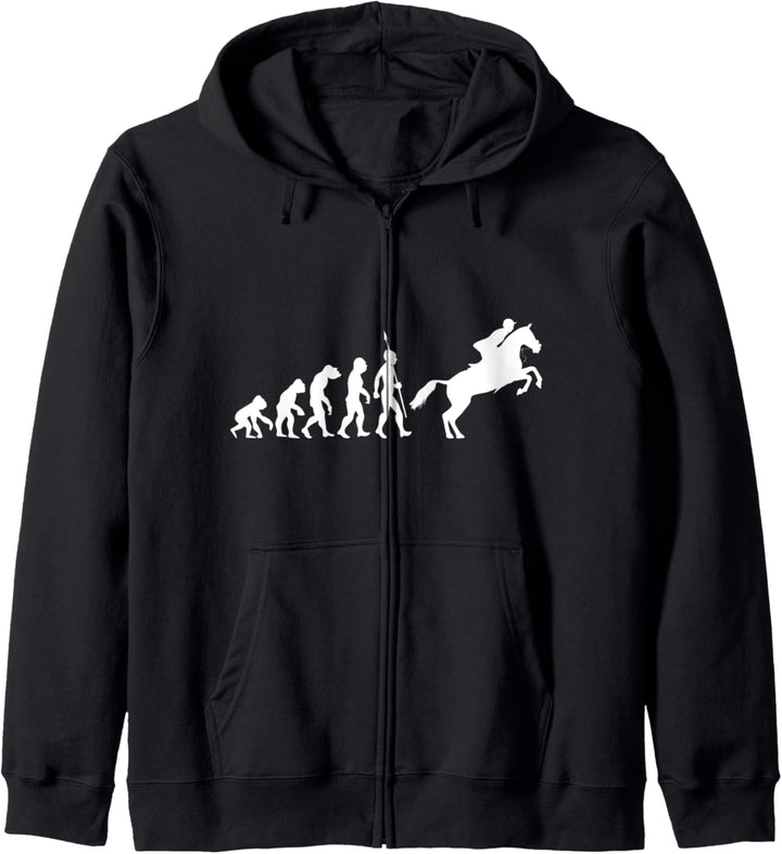 Springreiten Springreiter Evolution Lustig Reiten Fun Humor Kapuzenjacke