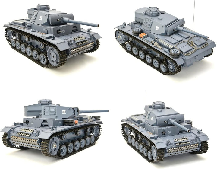 RC Panzer "Kampfwagen III" 1:16 Heng Long -Rauch&amp;Sound - mit Stahlgetriebe und 2,4Ghz Fernsteuerung
