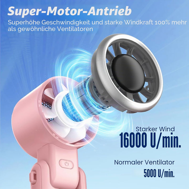 WHATOOK Mini Handventilator：3-in-1 Handventilator Rosa Pink, Pink