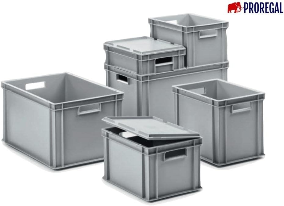 SuperSparSet 13x Eurobehälter mit geschlossenem Griff | HxBxT 7,5x40x60cm | 15 Liter | Grau | Eurobo