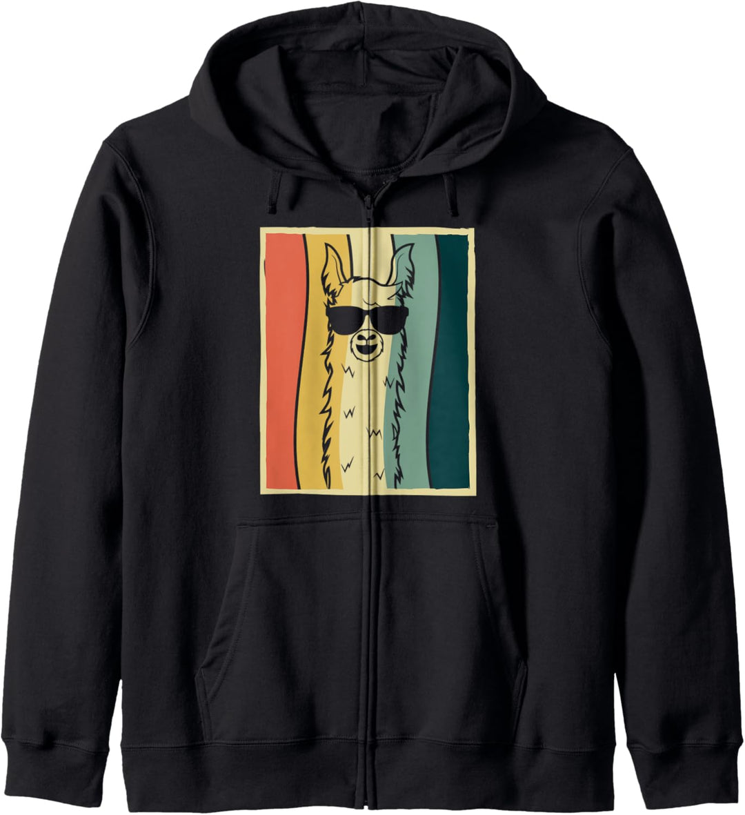 Retro Lama Vintage Alpaka Mit Sonnenbrille Kapuzenjacke
