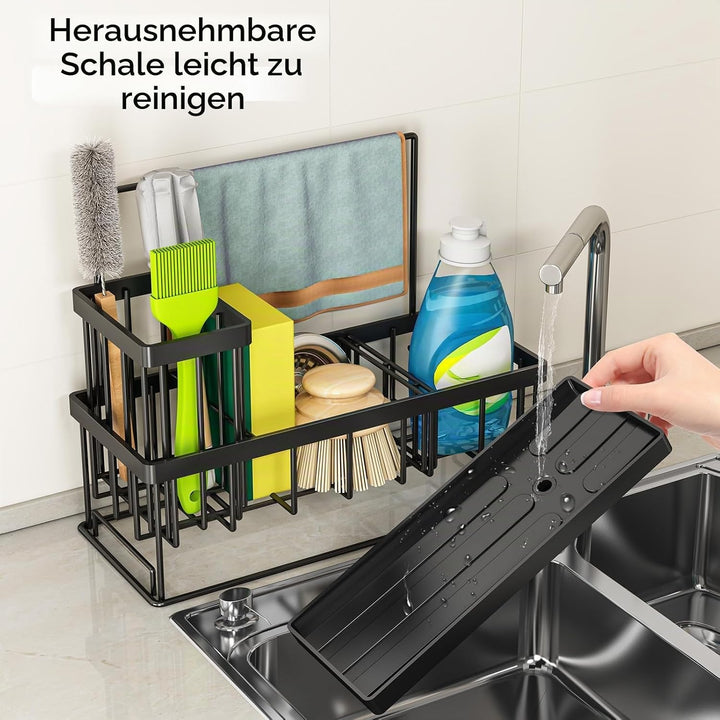 TidyTrove Schwammhalter für Spülbecken mit abnehmbarem Halter und Griff 23,8*10,2*19,6cm, 23,8*10,2*