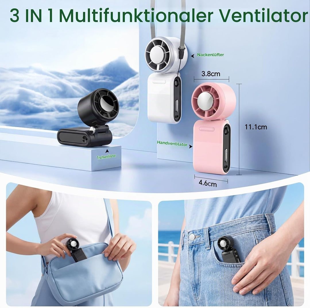 MERTTURM Tragbarer Handventilator Mit Eiskühlung auf 16℃, 100 Stufen und 9.9m/s Starkem Luftstrom, 3