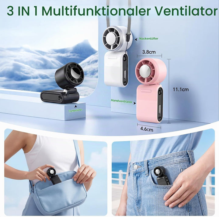 MERTTURM Tragbarer Handventilator Mit Eiskühlung auf 16℃, 100 Stufen und 9.9m/s Starkem Luftstrom, 3