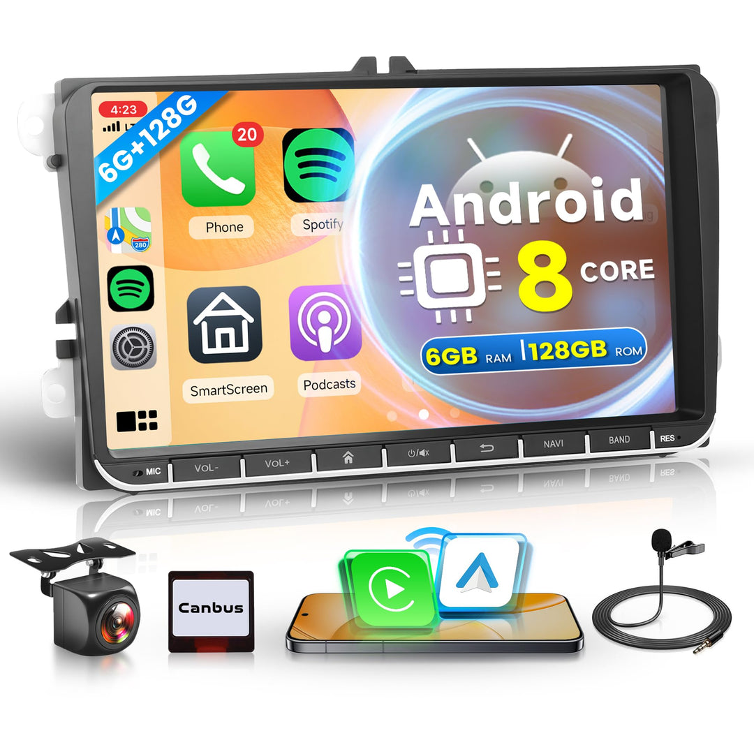 6G+128G 8 Core Android Autoradio für VW Golf 5 6 Passat Polo Tiguan Touran Caddy Skoda Seat 9 Zoll A
