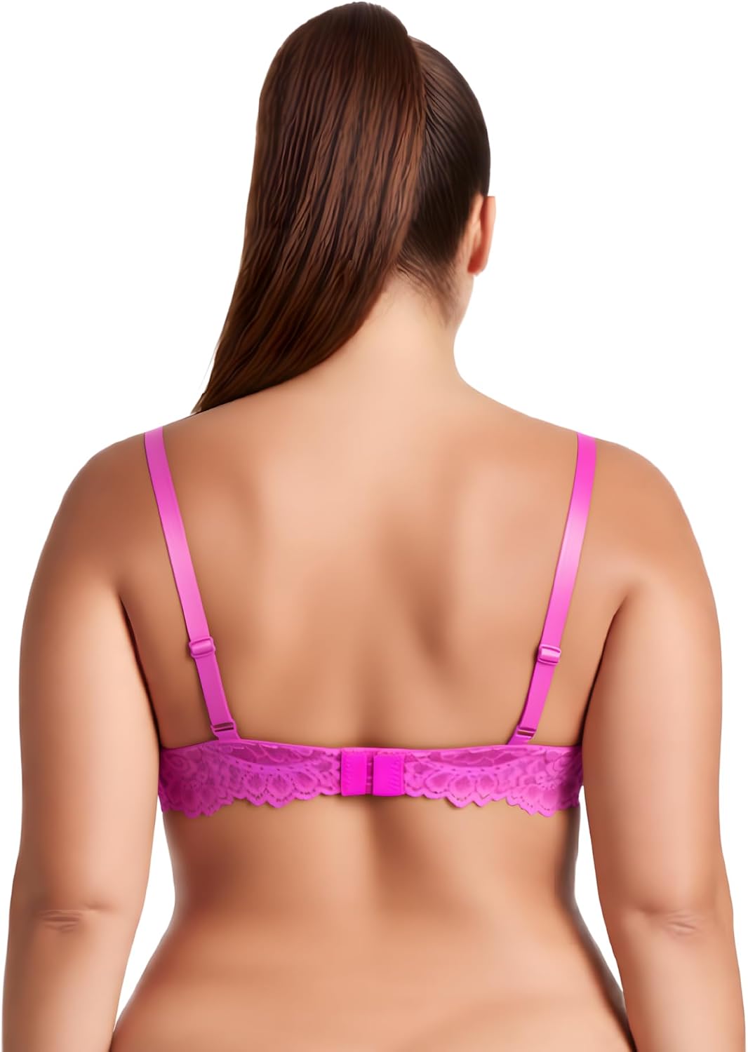 Curve Muse Damen Bügel Übergrössen +1,5 Tassen-BHS 100D Heisses Rosa,schwarz(2er Pack), 100D Heisses