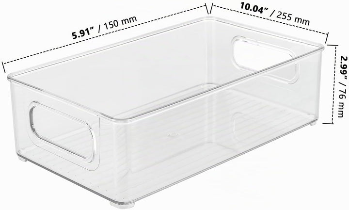 ZOENHOU 3 Stück Kühlschrank Organizer Stapelbare 25,5x15x7,6 cm, Kühlschrankbox mit Griff - Transpar