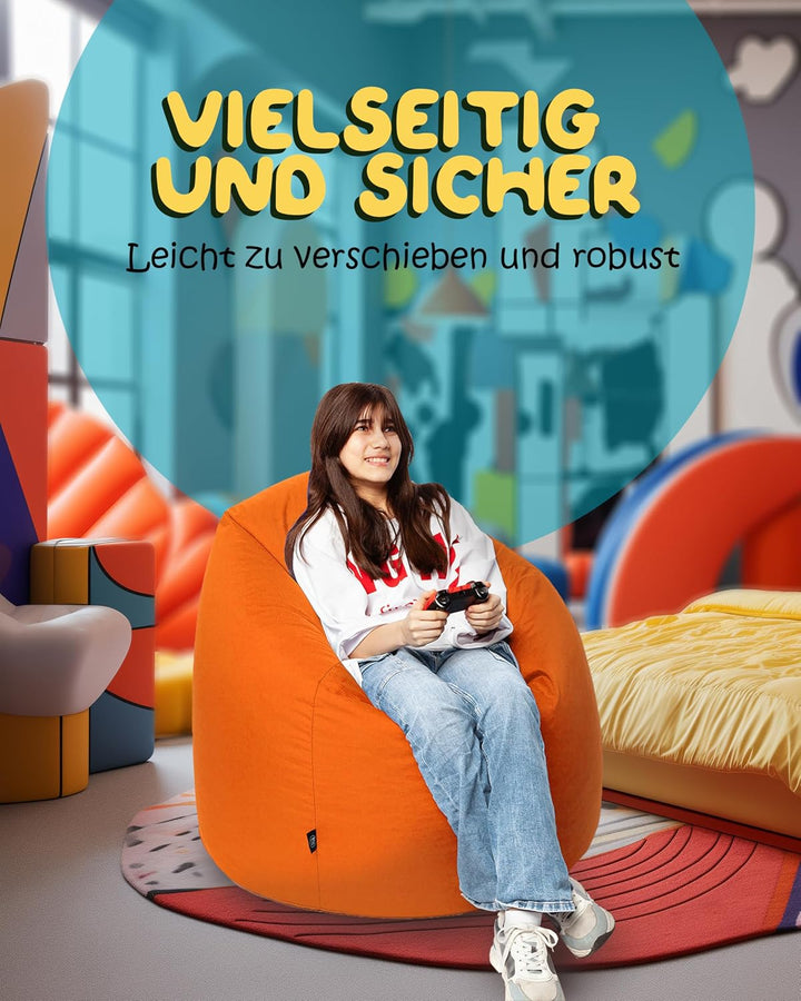 PATCH HOME Patchhome Sitzsack Tropfenform mit Reissverschluss Nachfüllbar - für In &amp; Outdoor - mit S
