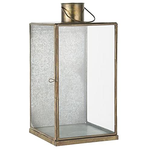 Ib Laursen Windlicht mit gestanzter Front 3 Glasseiten Messing 40 cm