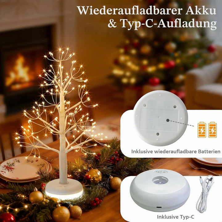 2er Pack Weihnachtsbaum mit Leuchtendem Sockel Wiederaufladbar Weihnachtsdeko mit Dimmfunktion Licht