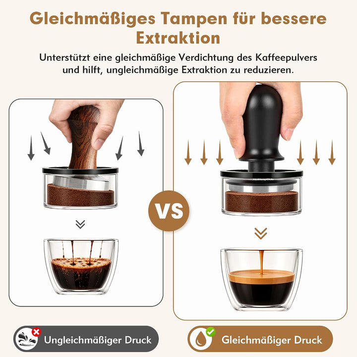 Espresso Tamper 51 mm, Kaffeestampfer mit 30 lbs Klick-Feedback 51mm, 51mm