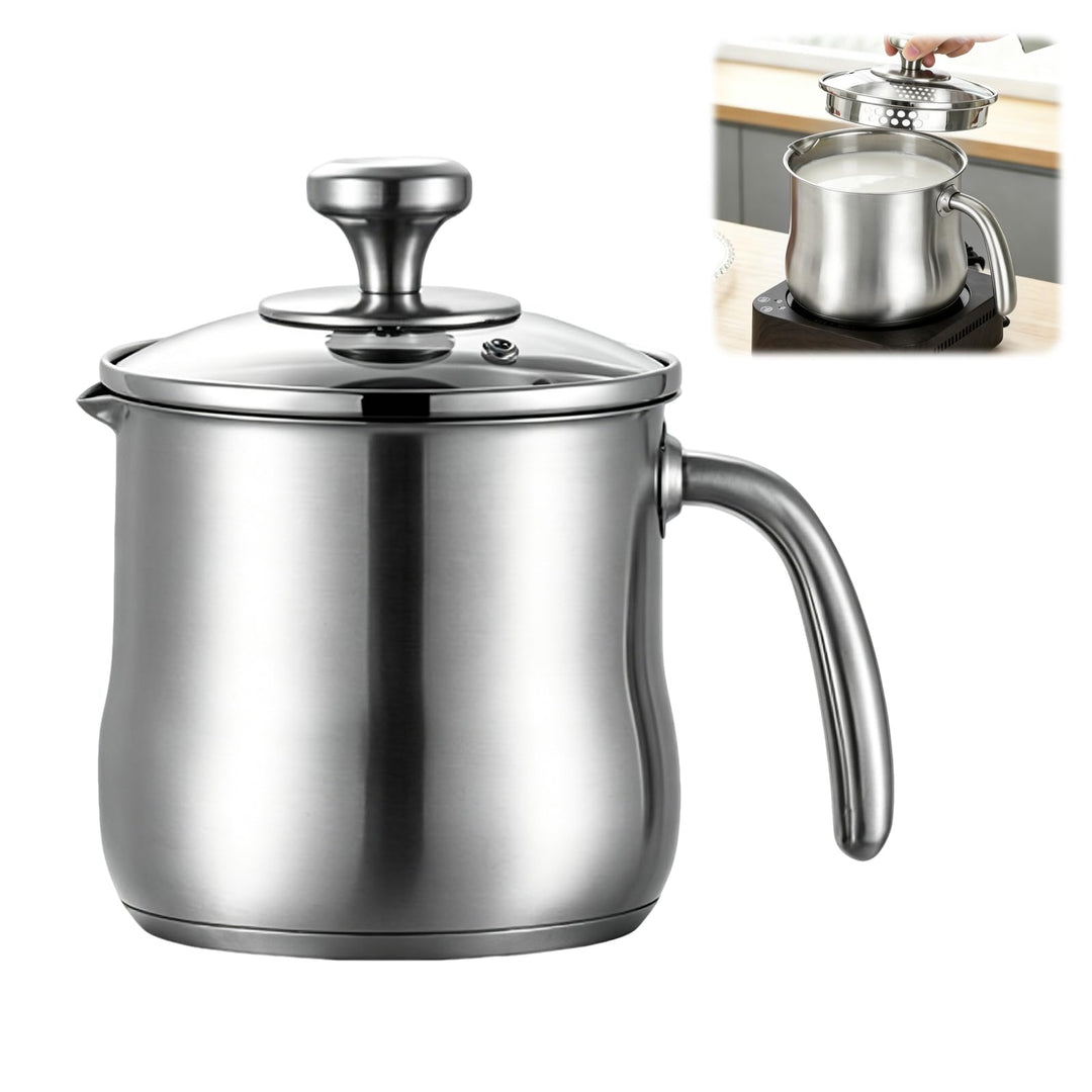 2 Liter Milchtopf Edelstahl mit Deckel und Ausgiesser, Kochtopf Induktion Mit Griff, Simmertopf, Spü