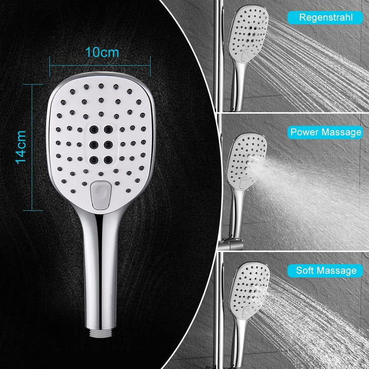 Görbach Duschset Duschsystem Duschstange Duschsäule Regendusche SJ-E2020CP 20x20cm Silber, 20x20cm S