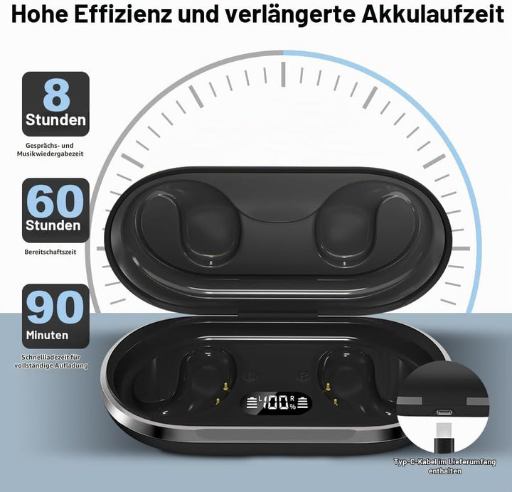 Kabellose Bluetooth-Sport-Ohrhörer mit Bluetooth 5.4-Technologie, Offenes Ohrbügel-Design, Kraftvoll