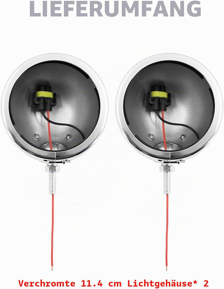 HDBUBALUS Motorrad Nebelscheinwerfer 11,4 cm Gehäuse Nebelscheinwerfer Halterung 11,4 cm LED Passlic