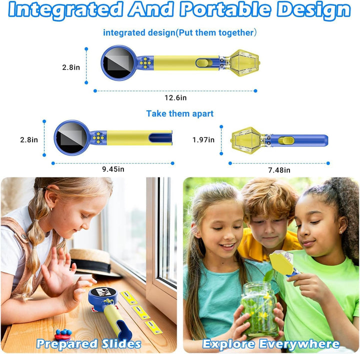 Digital Microscope with Bug Catcher for Children, 500X Digital Microscope for Kids with 2.0" HD Scre