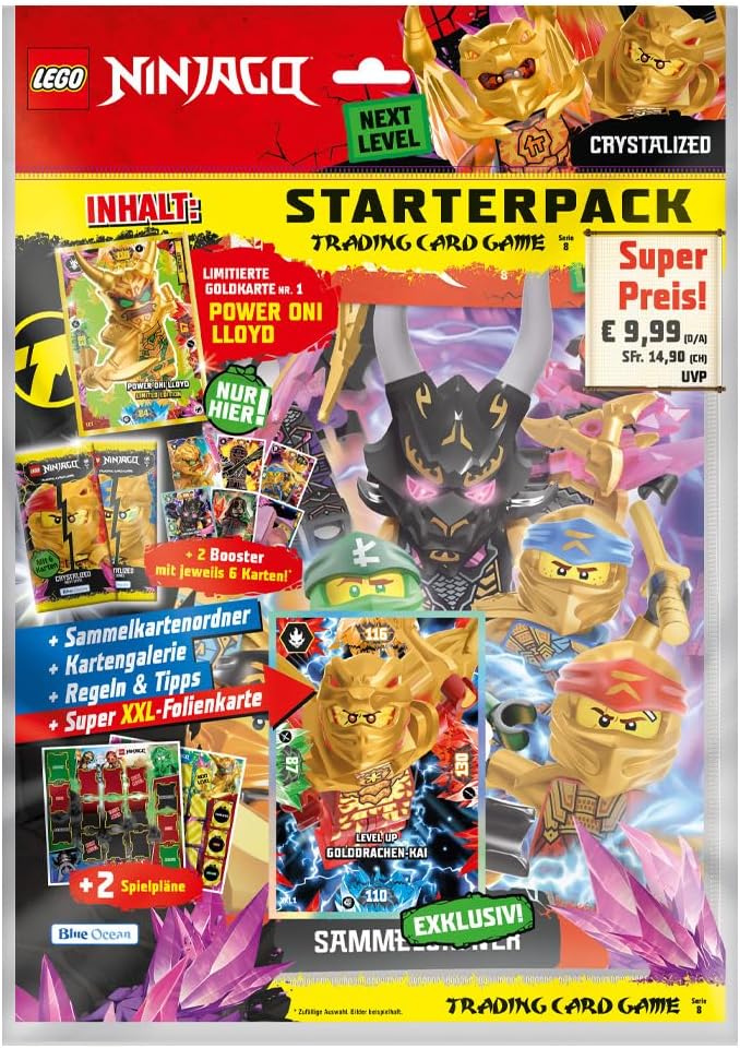 Bundle mit Lego Ninjago Serie 8 Next Level Trading Cards - 1 Starter + Exklusive Collect-it Hüllen,