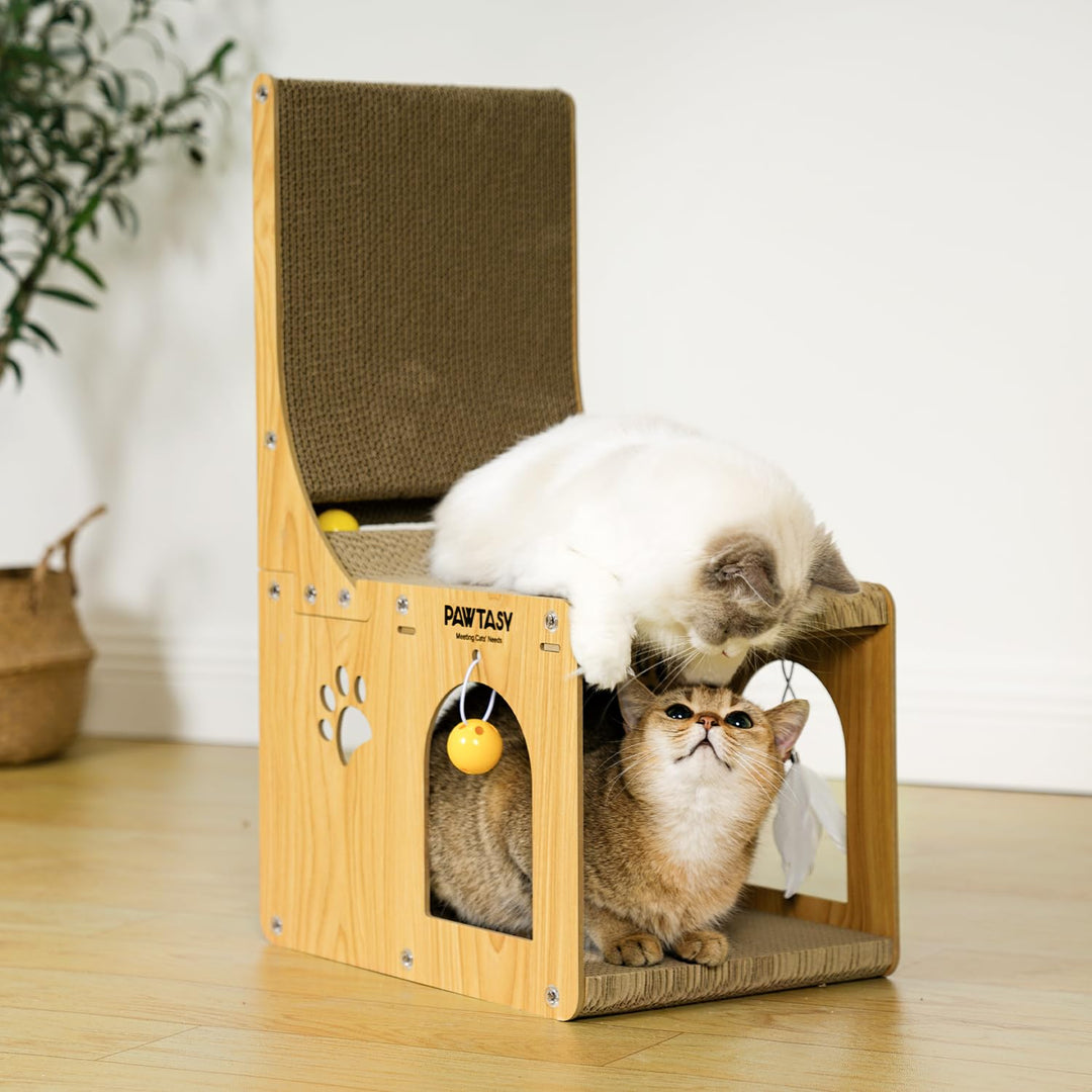 Kratzbrett Katzen Kratzpappe 2 in 1 Katzenkratzbrett für Wand und Ecke Kratz Katzen mit Ballspielzeu
