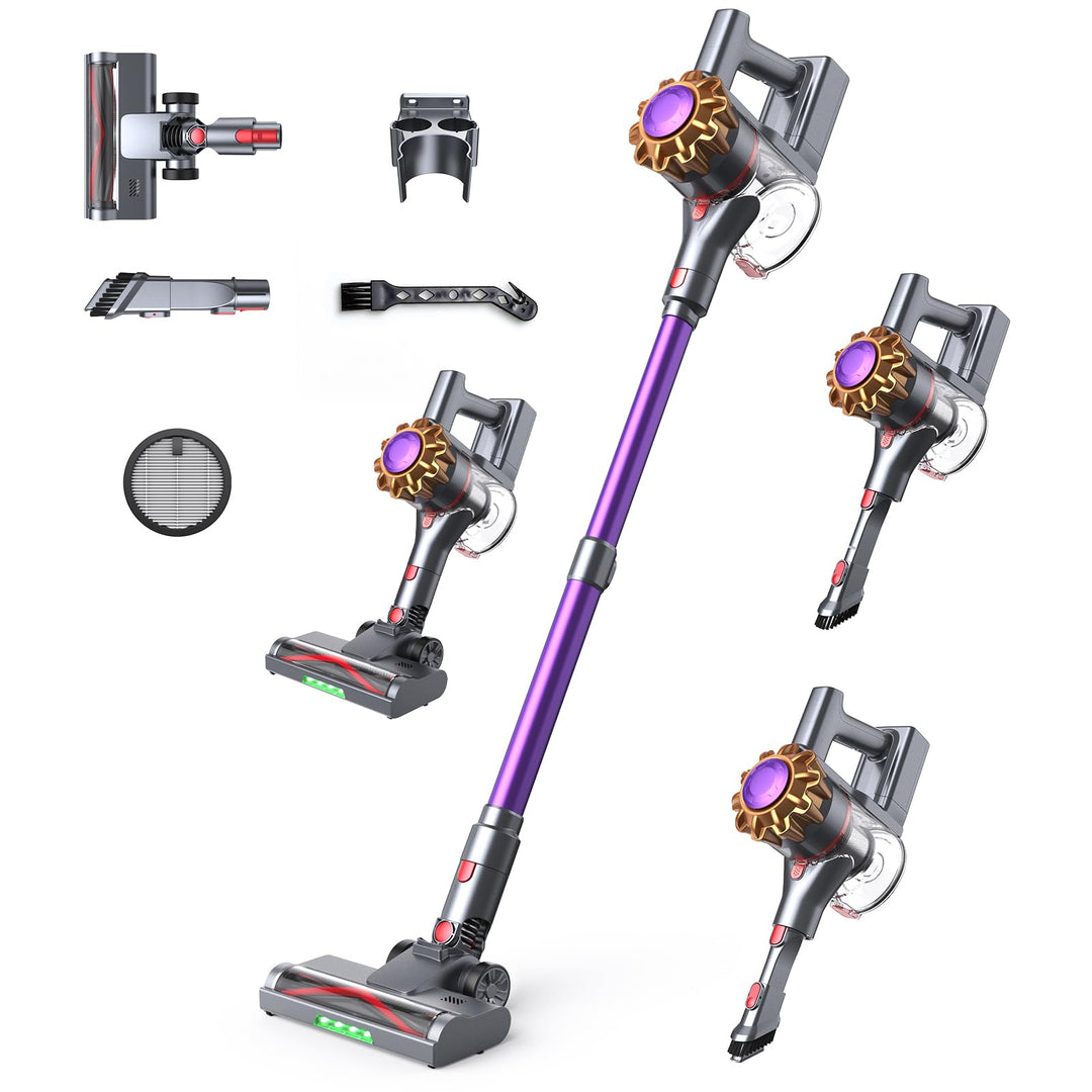 Lubluelu Akku-Staubsauger, mit LED-Anzeige, 30 Minuten Laufzeit, Kabelloser Staubsauger mit 6 HEPA-F