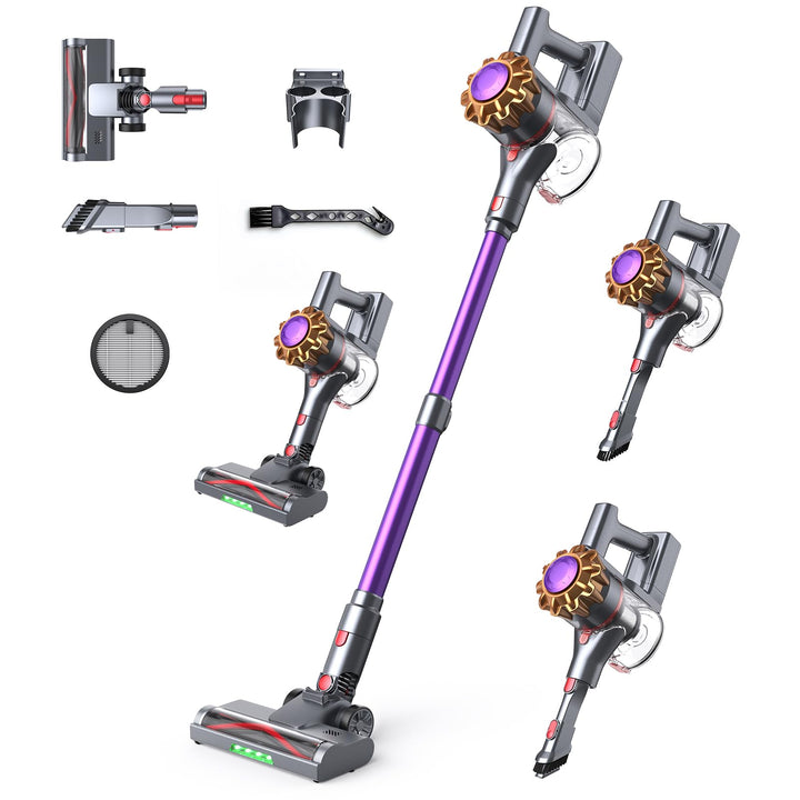 Lubluelu Akku-Staubsauger, mit LED-Anzeige, 30 Minuten Laufzeit, Kabelloser Staubsauger mit 6 HEPA-F