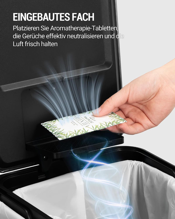 Hzuaneri Mülleimer Küche, 2 x 30 L, Mülltrennsystem 2 Fächer 60 L, Edelstahl-küchenmülleimer, Tretmü