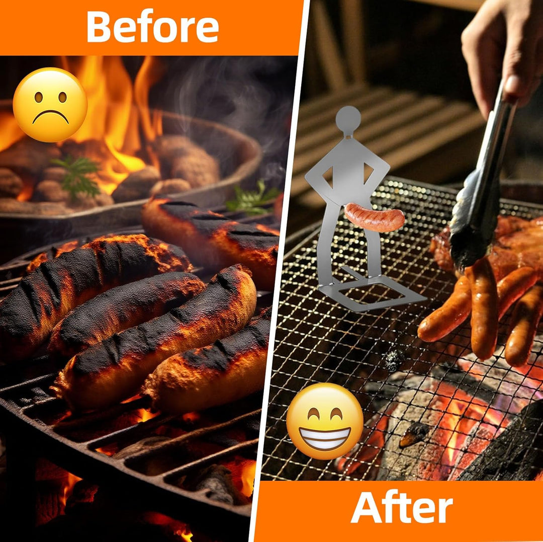 4 Stück Lustiger Grillwursthalter, Edelstahl Grillzubehör, Kreativer BBQ Hotdog Halter, Stehender Gr