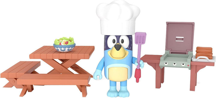 Giochi Preziosi - Bluey-Grillfigur mit Tisch und Bänken für PIC Nick Grill Küche und Hut Koch Als Zu