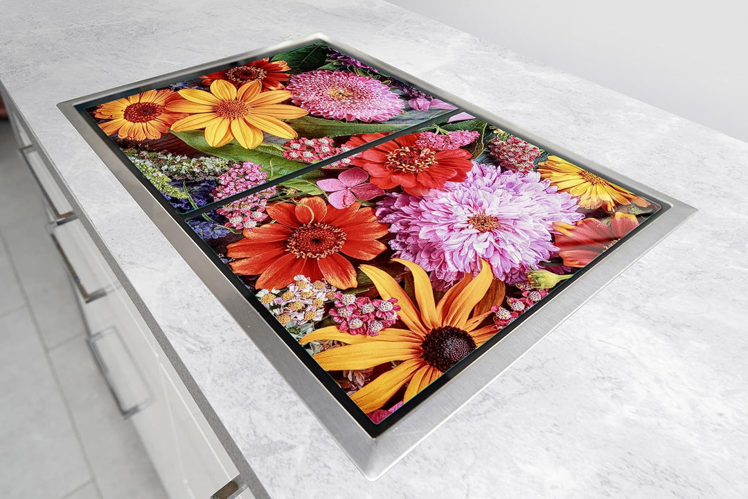 TMK ArtDeko Herdabdeckplatte 2 Teilig 30x52 + 40x52 cm - Spritzschutz Herdabdeckung – Herdschutz aus