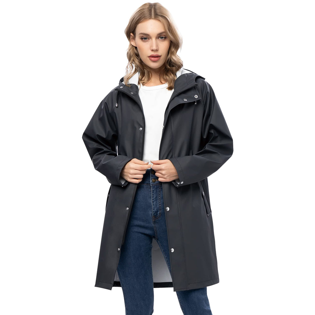 UNIQUEBELLA Regenjacke Damen Wasserdicht Regenmantel Mit Kapuze Winddicht Wetterfest Übergangsjacke