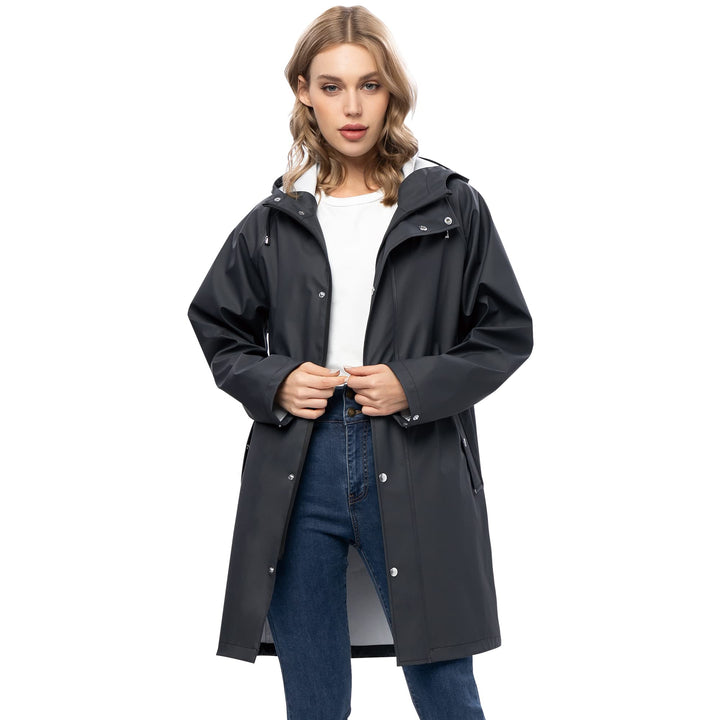 UNIQUEBELLA Regenjacke Damen Wasserdicht Regenmantel Mit Kapuze Winddicht Wetterfest Übergangsjacke
