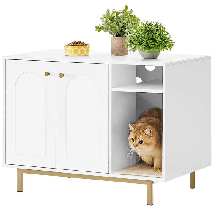 Hzuaneri Katzenschrank, Katzentoilette, Katzenklo Schrank, Katzenhaus mit Tür und separater Trennwan