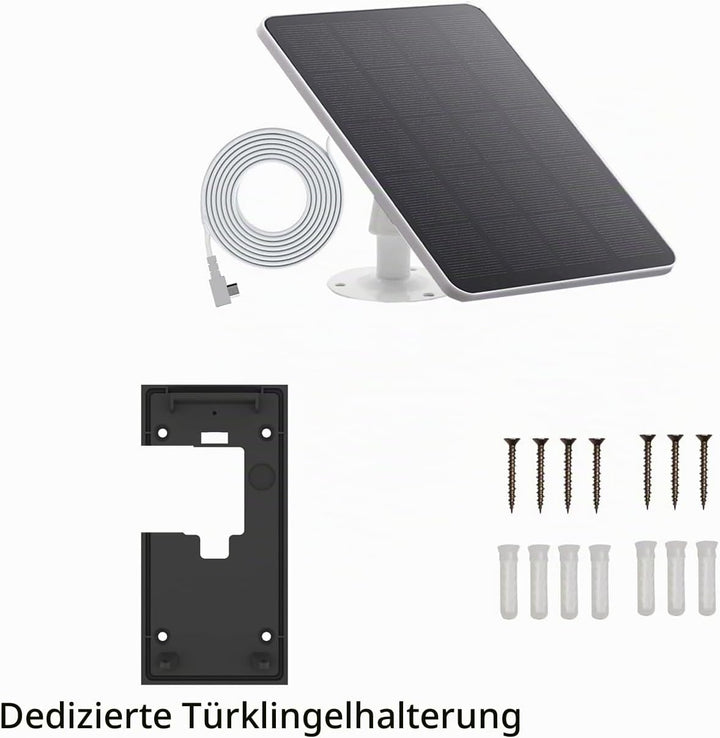 Solar-Ladegerät für Ring, Video-Türklingel (2. Generation – Version 2020) Schwarz, Schwarz