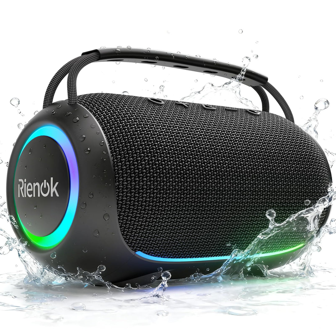 RIENOK Bluetooth Lautsprecher gross,Musikbox 80W, 30 Std. Laufzeit,IPX6 Lautsprecher, Bluetooth Box