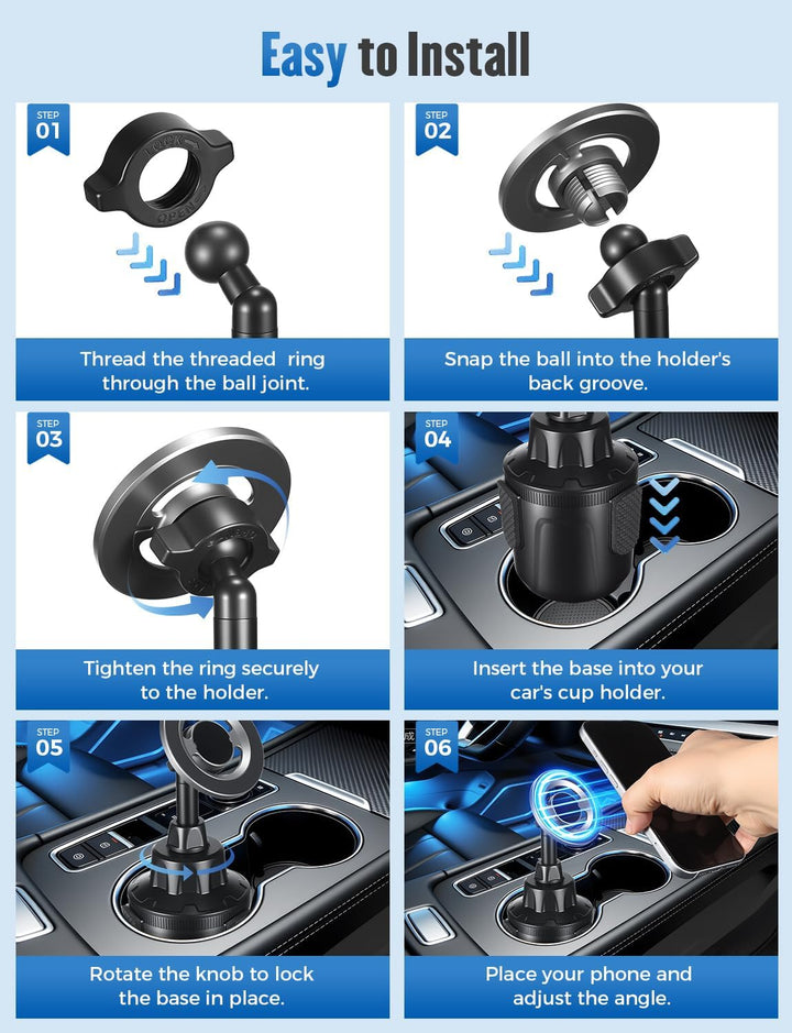 PAIRIER Magnetische Handyhalterung Auto Becherhalter, 360° drehbar