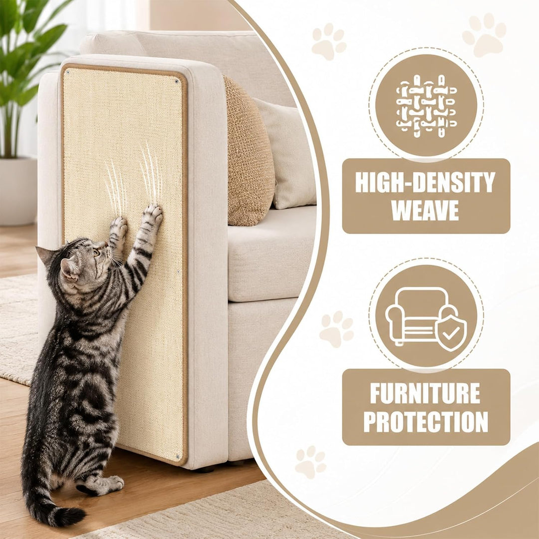 Kratzmatte Katze Sisal Teppich - 40x100 cm Selbstklebende Kratzschutzmatte Kratzschutz für Sofa Möbe