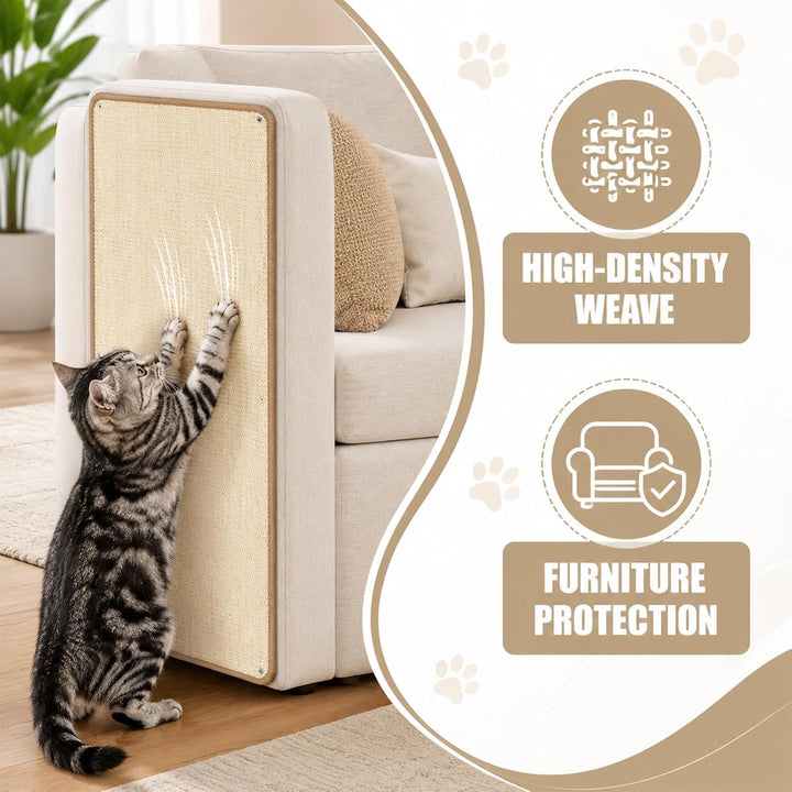Kratzmatte Katze Sisal Teppich - 40x100 cm Selbstklebende Kratzschutzmatte Kratzschutz für Sofa Möbe