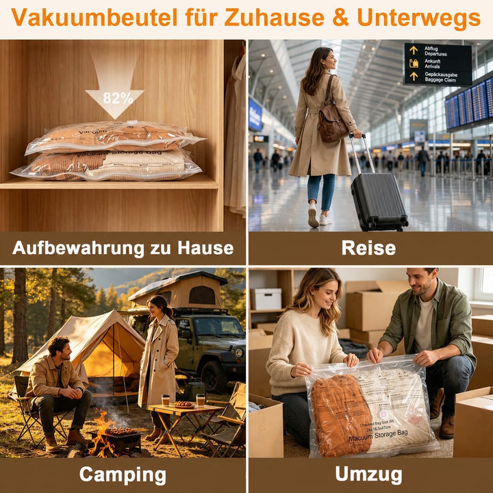 Vakuumbeutel für Kleidung mit Kabelloser Vakuumpumpe, 16 Stk Vakuumbeutel