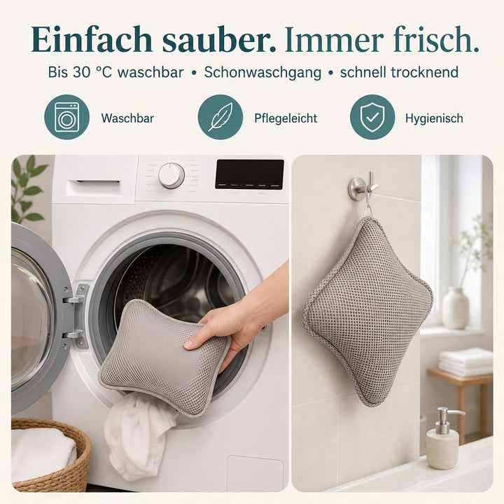 Badewannenkissen mit Saugnäpfen, Waschbares &amp; Schnelltrocknend Grau, Grau