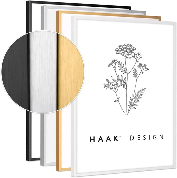 HaakDesign schmaler Bilderrahmen Alena Aluminium Alubilderrahmen 45 x 60 cm Schwarz (matt) Fotorahme
