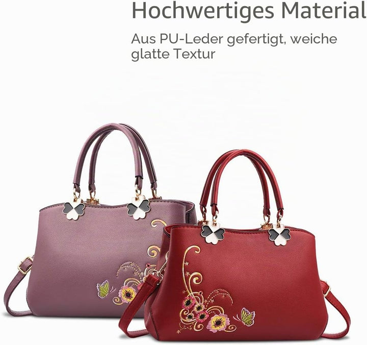 NICOLE&amp;DORIS Handtaschen Damen Mode Schultertasche Geldbörse Retro Umhängetasche Frau Tote Stickerei