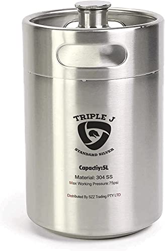 triplej Mini Edelstahl-Fass für Selbstbrauen, 5 l, 304 5L Standard Silver, 5L Standard Silver