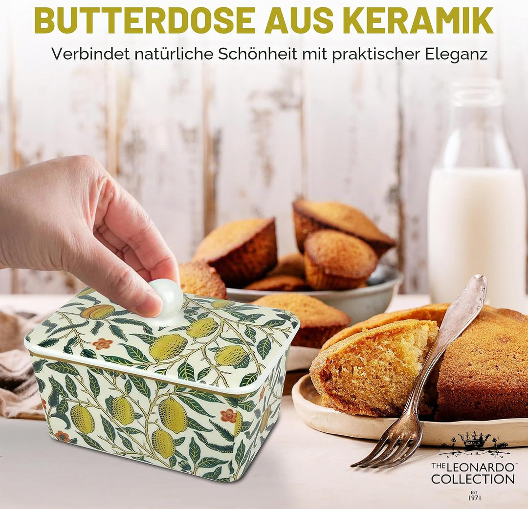 The Leonardo Collection Fruits Butterdose von William Morris | Elegante Butterdose aus Keramik mit i