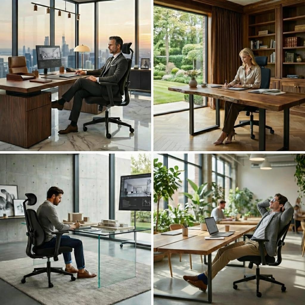 Flex Ergonomischer Bürostuhl mit dynamisch geteilter Rückenlehne, 8 cm Ultra-verdickter Sitz aus hoc