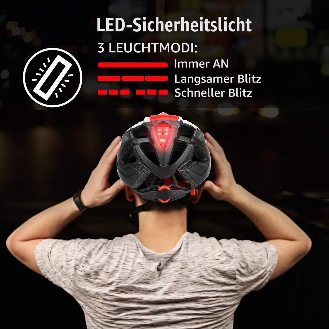 Shinmax Fahrradhelm mit LED-Beleuchtung, Fahrradhelm mit Sicherheitsbeleuchtung, magnetischer Fahrra