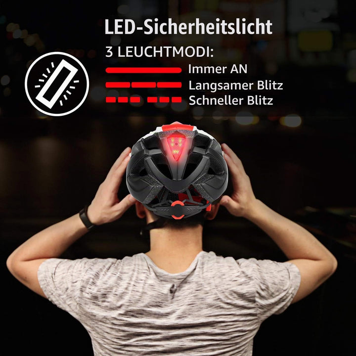 Shinmax Fahrradhelm mit LED-Beleuchtung, Fahrradhelm mit Sicherheitsbeleuchtung, magnetischer Fahrra