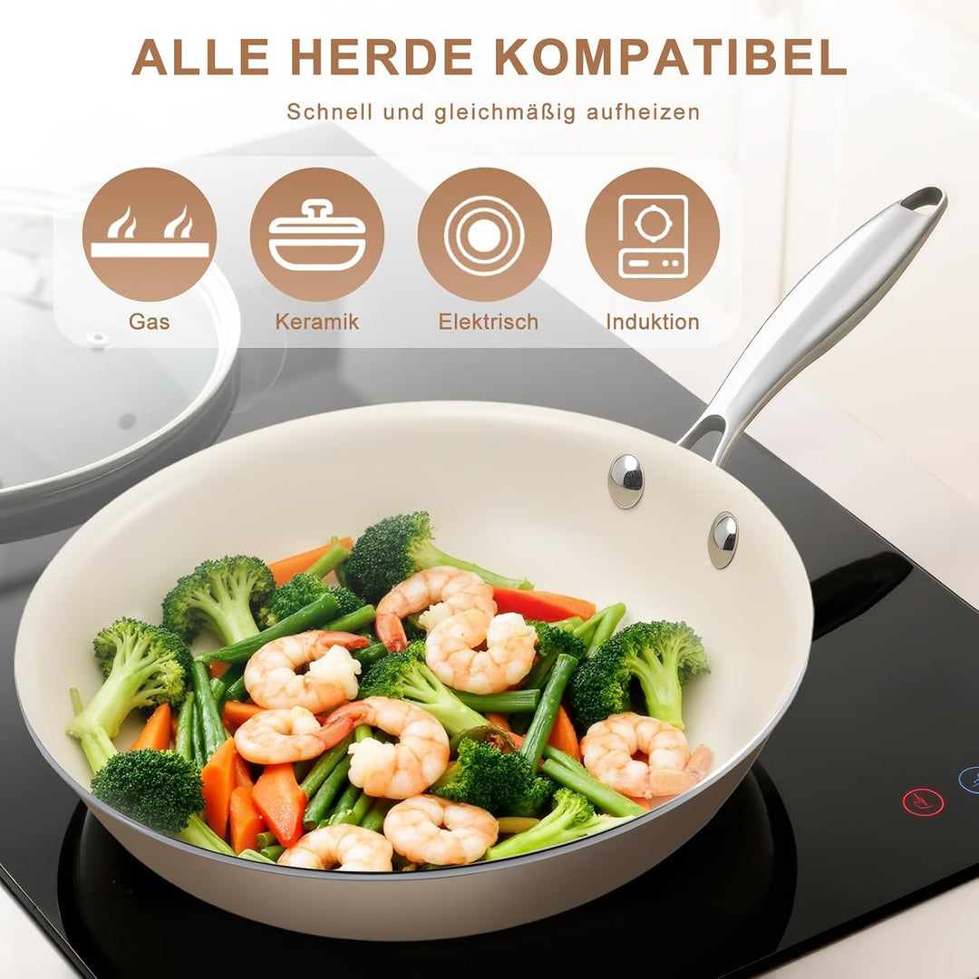 Antihaft Bratpfanne Keramik-beschichtet (23cm+27cm), 23cm+27cm
