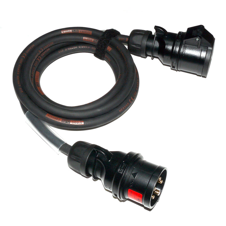 CEE Starkstromkabel (1,5m-50m) 16A Verlängerungskabel Titanex H07RN-F 5x2,5mm² mit schwarzem PCE Sha