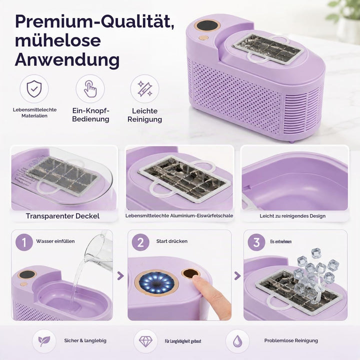 Eiswürfelbereiter Mini kompakte Eiswürfelmaschine mit Clip &amp; Autostromkabel für Wohnmobil, Eiswürfel