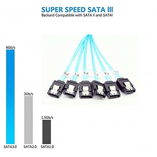 cablecc intern 6 sata 7pin bis 6 SATA 7PIN TARGEL SSD-Festplatte 6GBPS-Datenserver RAID-Kabel BLUE 6