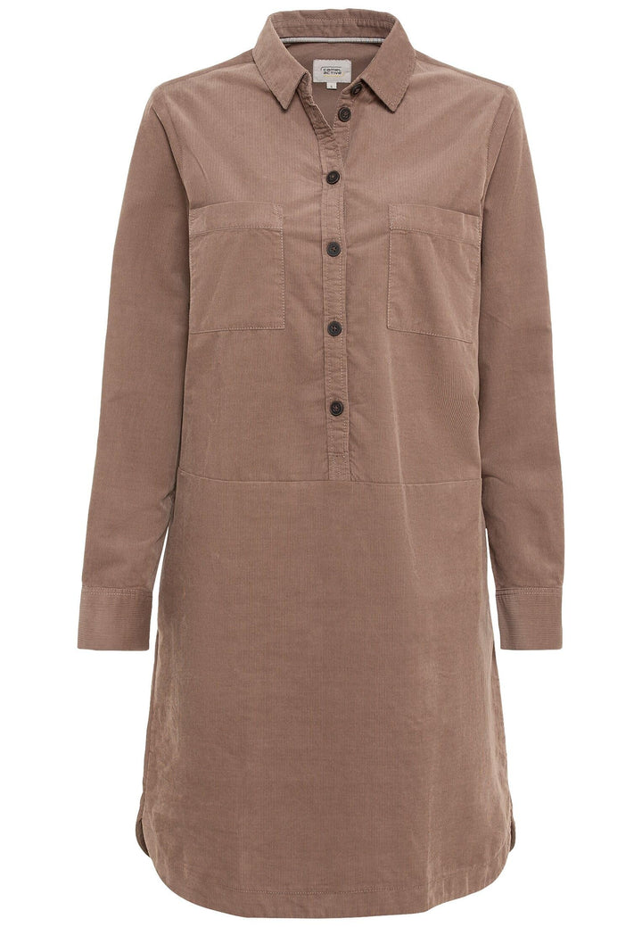 camel active Damen Hemdblusenkleid mit Langen Ärmeln XS Light Walnut, XS Light Walnut